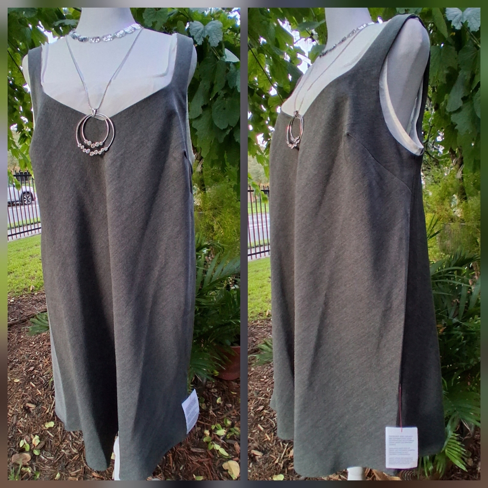🔥NWT ASOS Gray White Sleeveless Midi Slip Dress Size 12 - Picture 2 of 11